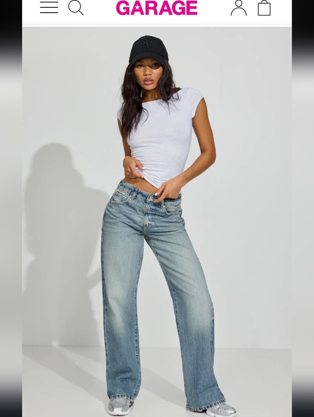 Garage Slouchy Jeans Wide Leg-Aster Blue